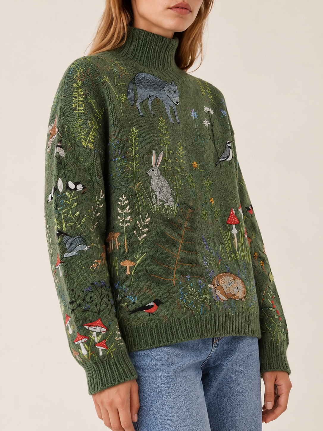 Centenia | Women's Embroidered Knit Turtleneck Sweater Winter