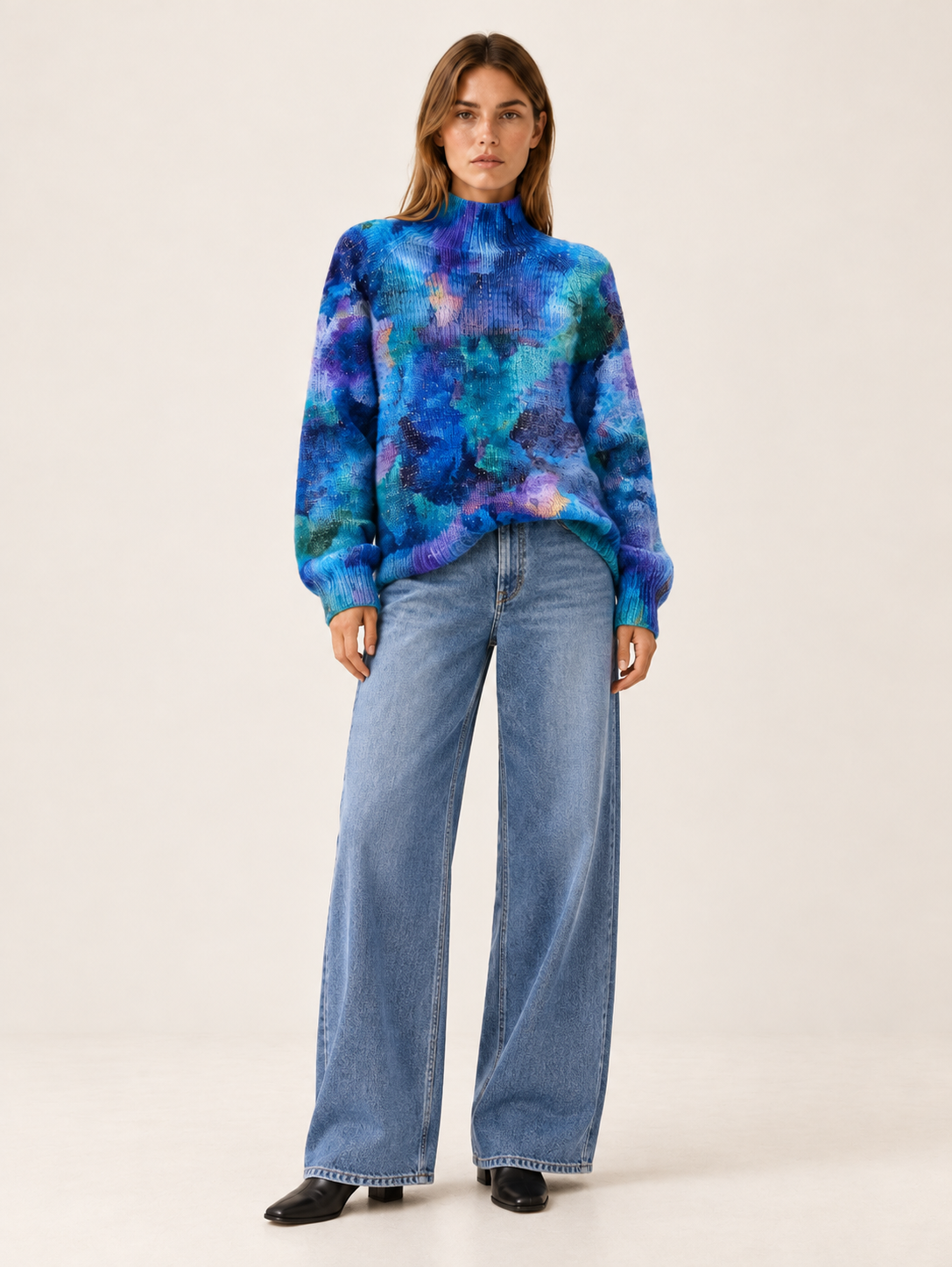 Centenia | Women's Embroidered Knit Turtleneck Sweater Winter