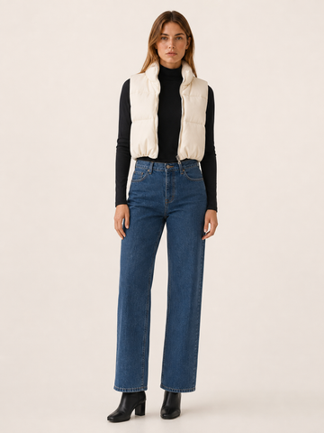 Charlotte | Women's Semi-Cropped Puffer Vest with High Stand Collar