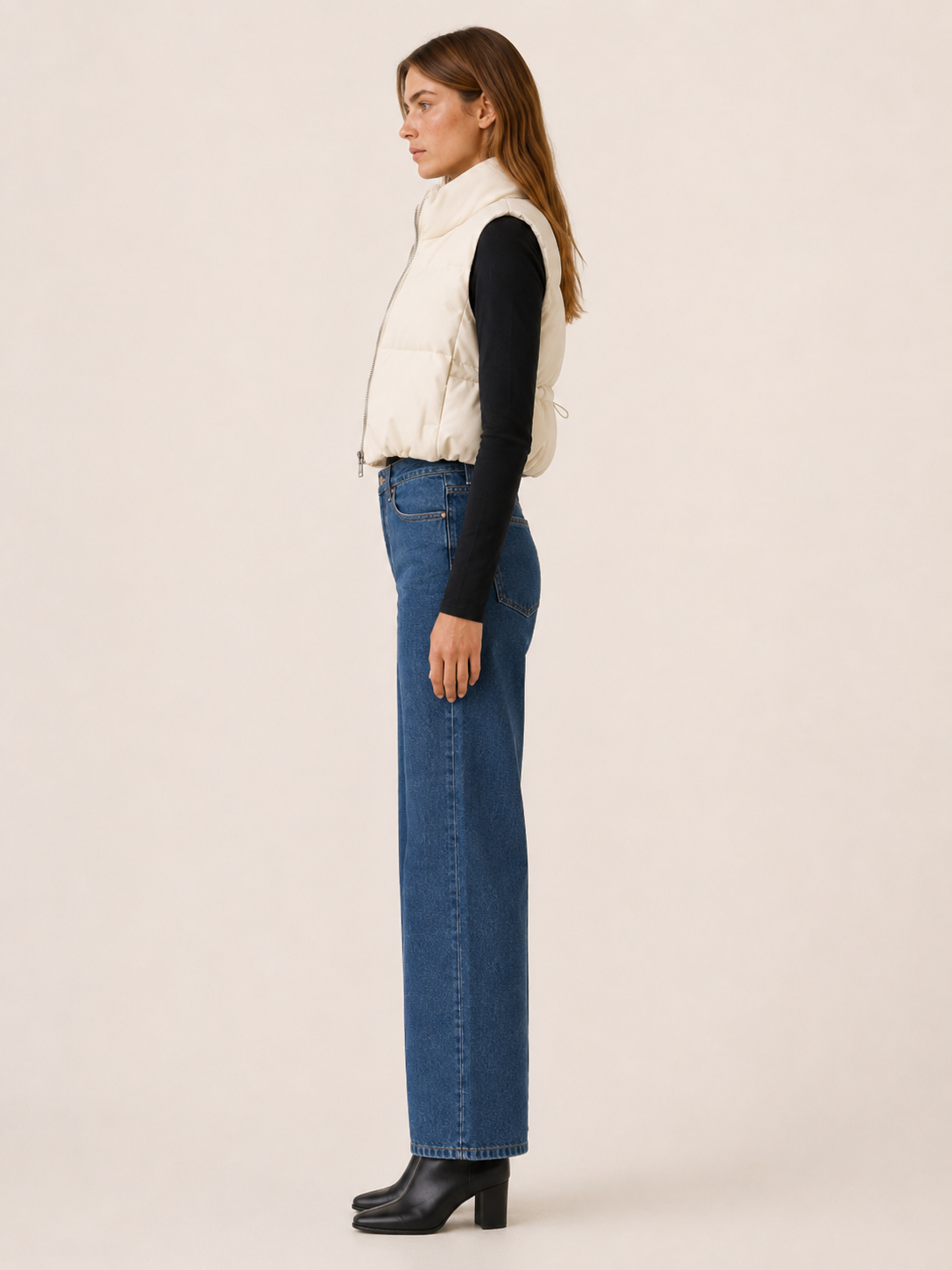 Charlotte | Women's Semi-Cropped Puffer Vest with High Stand Collar
