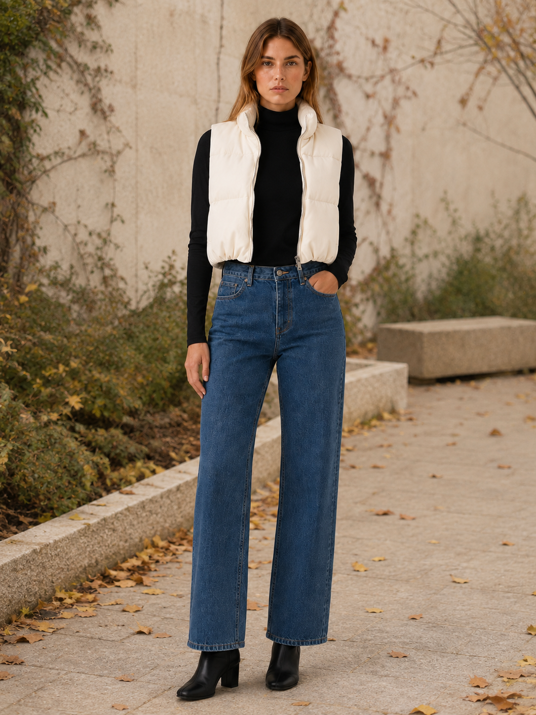 Charlotte | Women's Semi-Cropped Puffer Vest with High Stand Collar