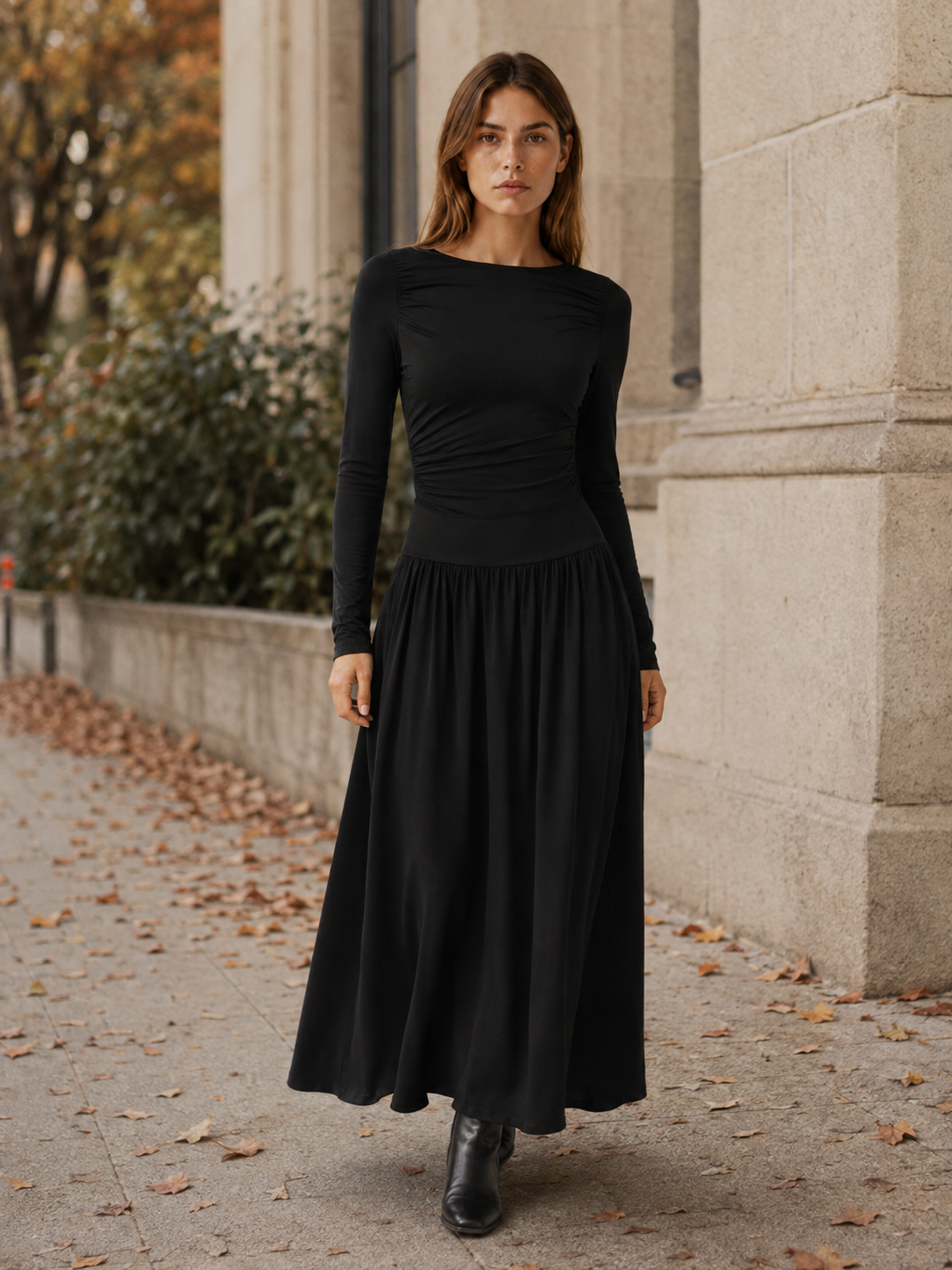 Clarimond | Women's Maxi Dress with Ruched Bodice and Pockets