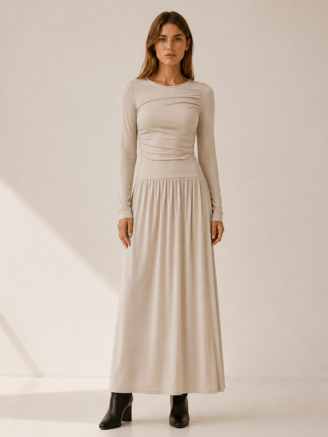 Clarimond | Women's Maxi Dress with Ruched Bodice and Pockets