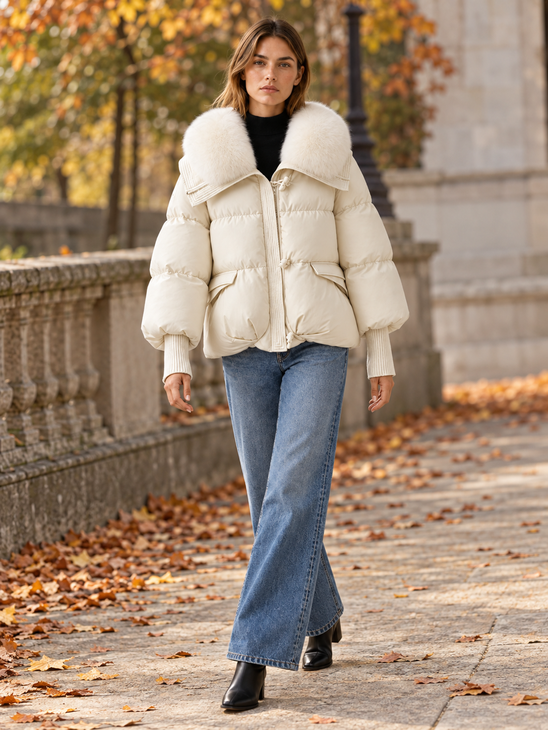 Clarissa | Women's Oversized Faux Fur Collar Puffer Jacket Winter