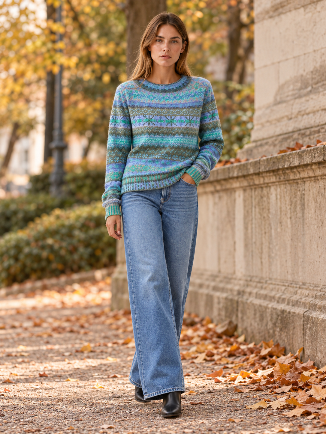 Clementane | Women's Fair Isle Knit Sweater Fall