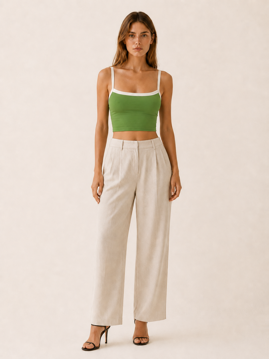 Clover | Vintage Crop Cami Top with Contrast Stripe Y2K Top