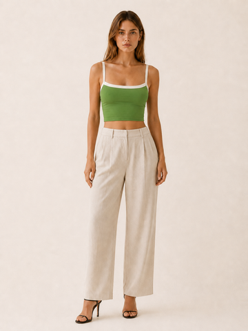 Clover | Vintage Crop Cami Top with Contrast Stripe Y2K Top