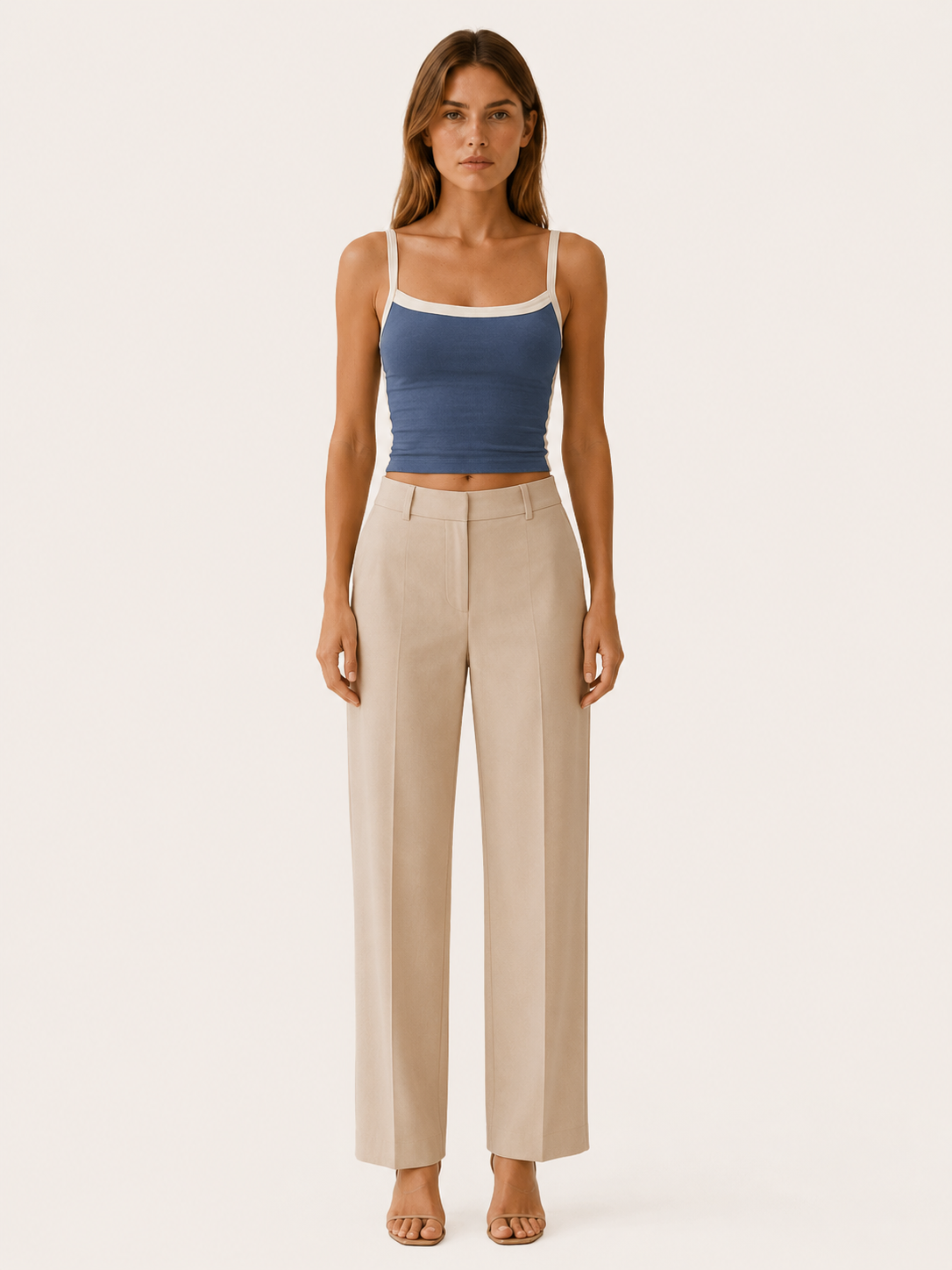 Clover | Vintage Crop Cami Top with Contrast Stripe Y2K Top