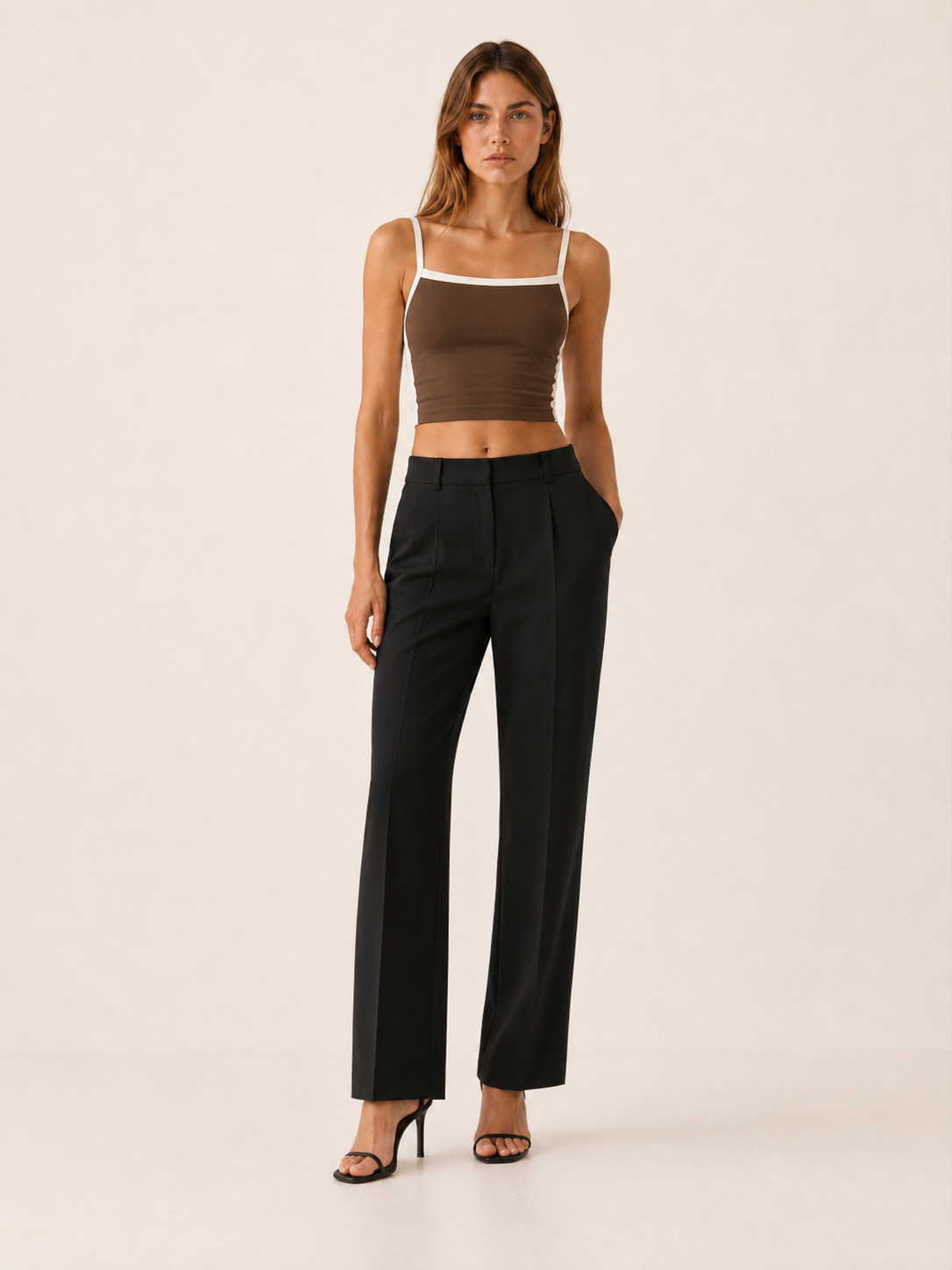 Clover | Vintage Crop Cami Top with Contrast Stripe Y2K Top