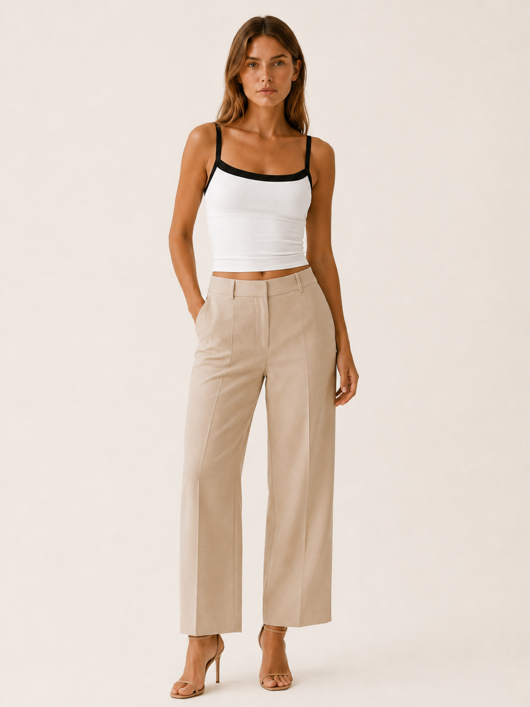Clover | Vintage Crop Cami Top with Contrast Stripe Y2K Top