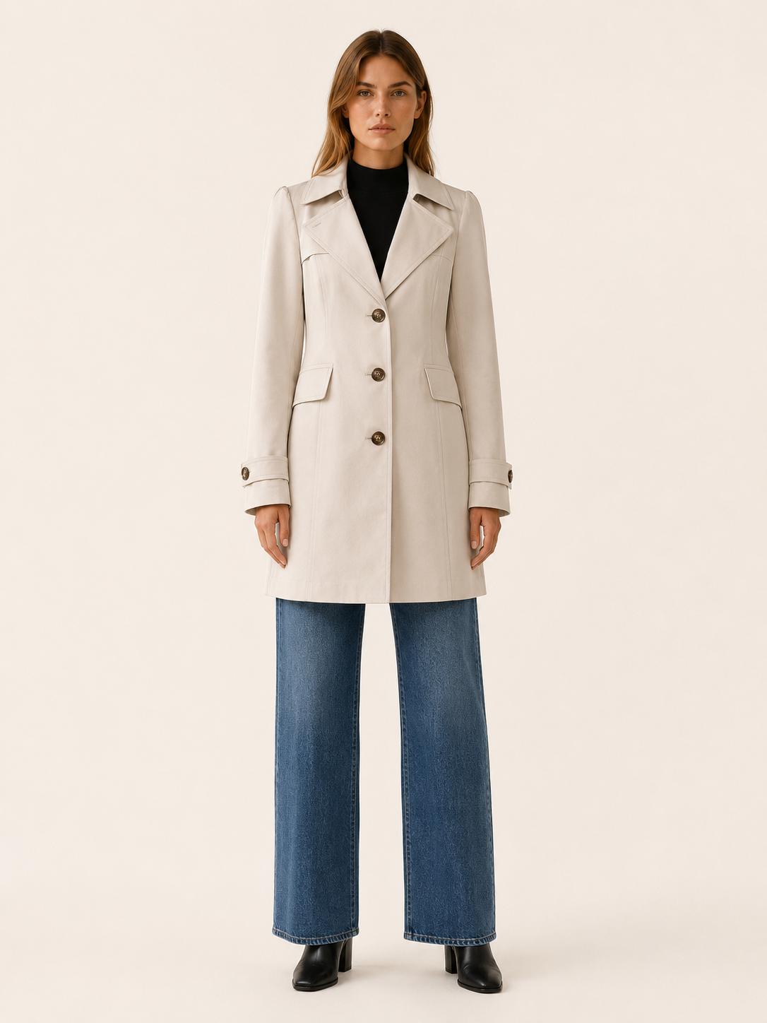 Colette | Short Trench Coat with Tailored Fit and Wide Lapels