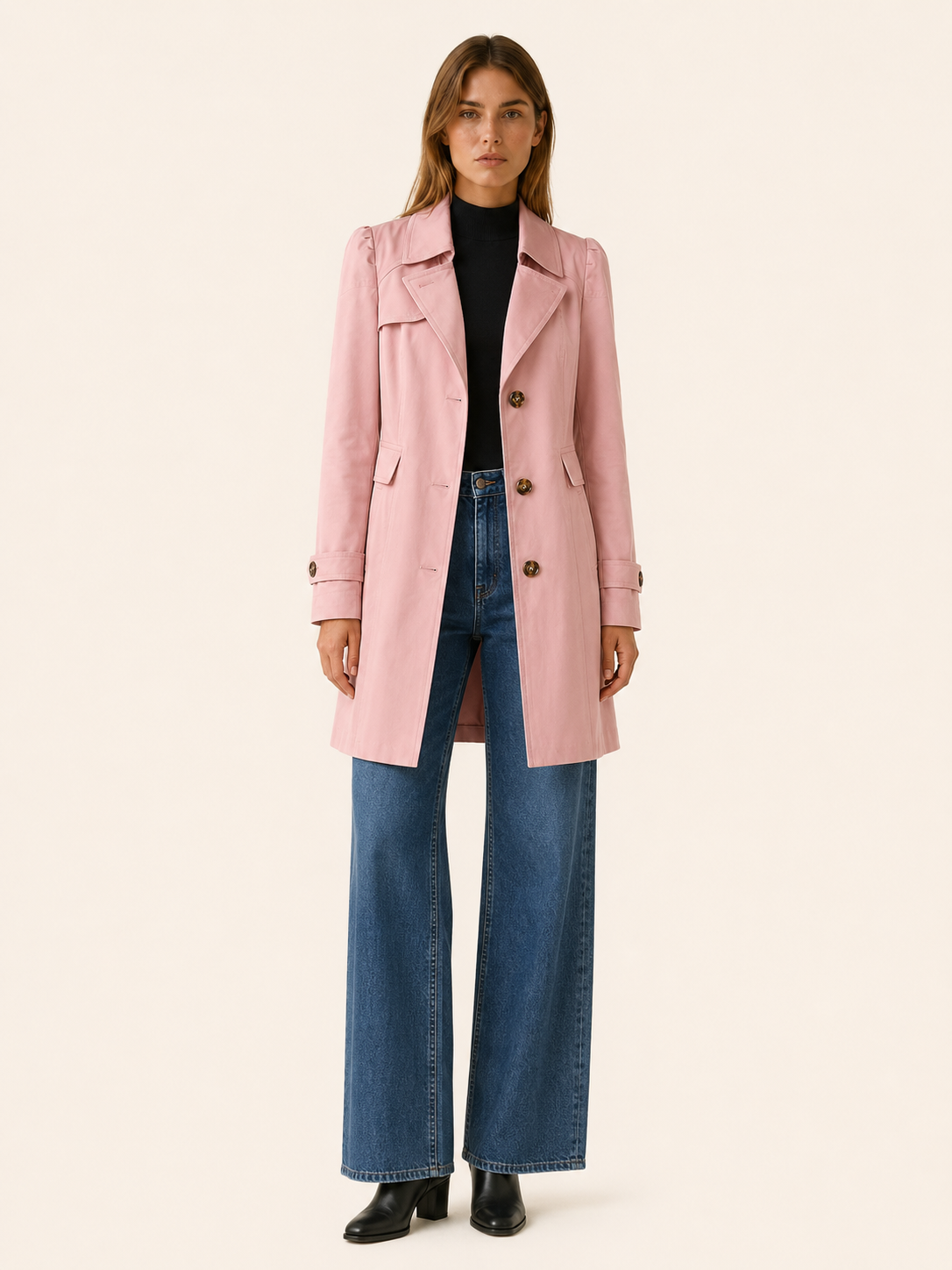 Colette | Short Trench Coat with Tailored Fit and Wide Lapels