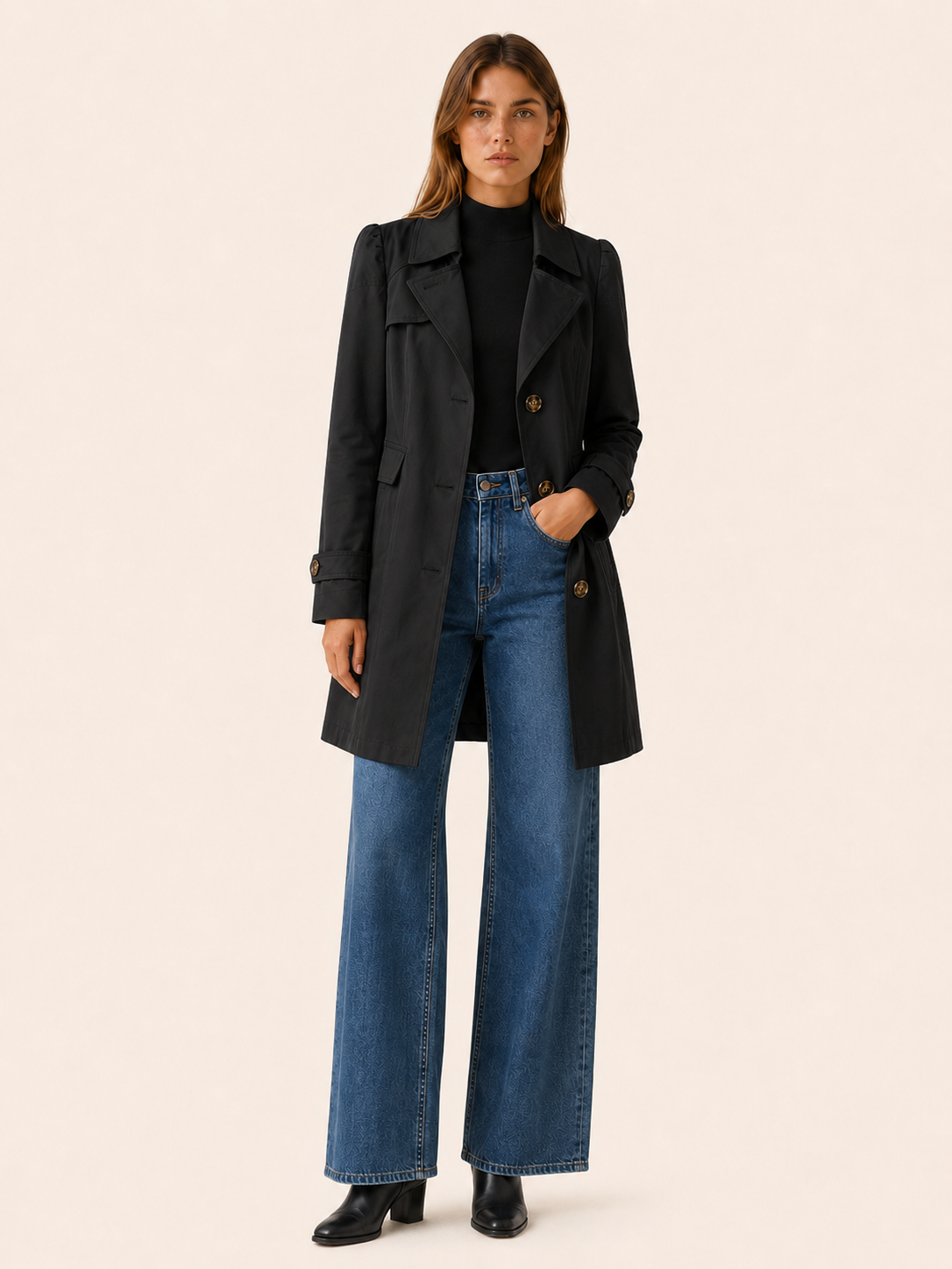 Colette | Short Trench Coat with Tailored Fit and Wide Lapels