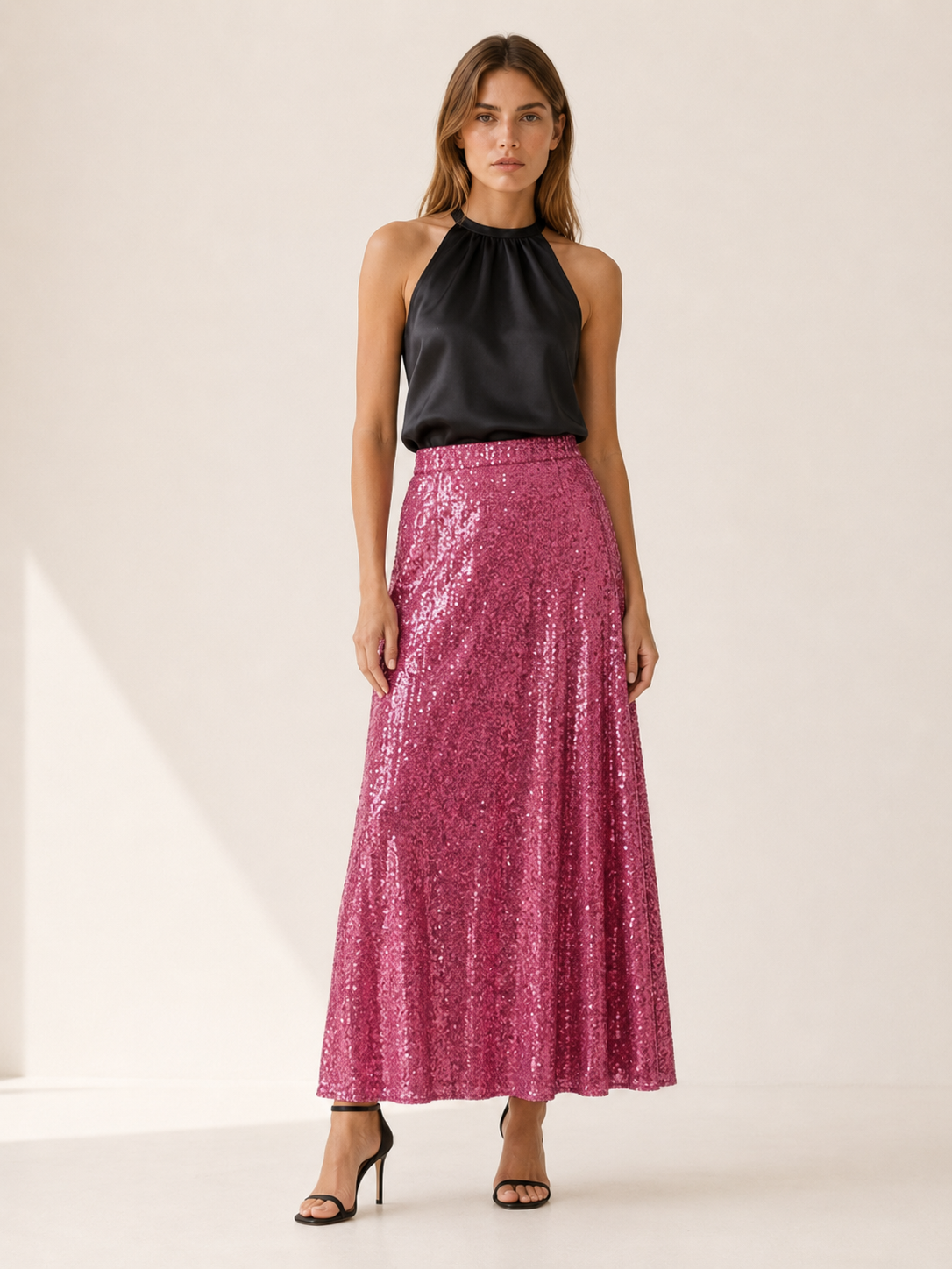 Cora | Sequin Maxi Skirt with Elastic Waist