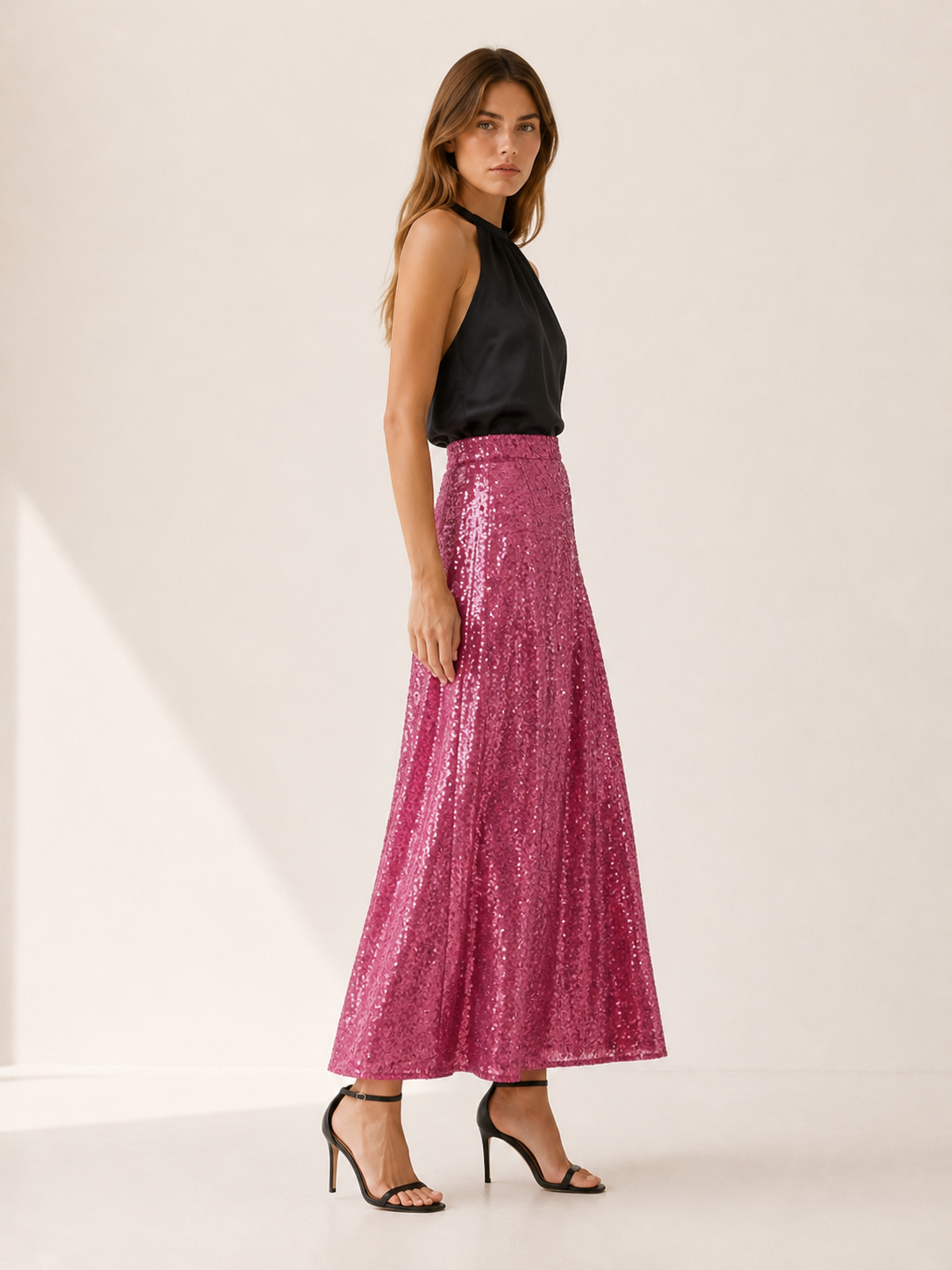 Cora | Sequin Maxi Skirt with Elastic Waist