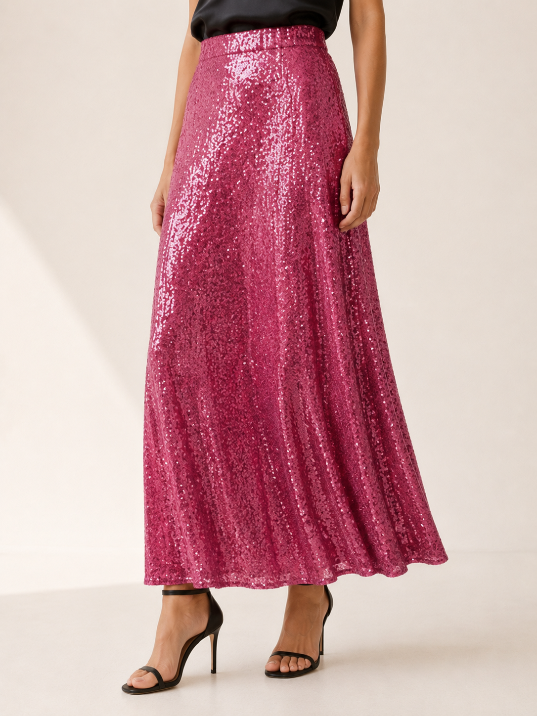 Cora | Sequin Maxi Skirt with Elastic Waist