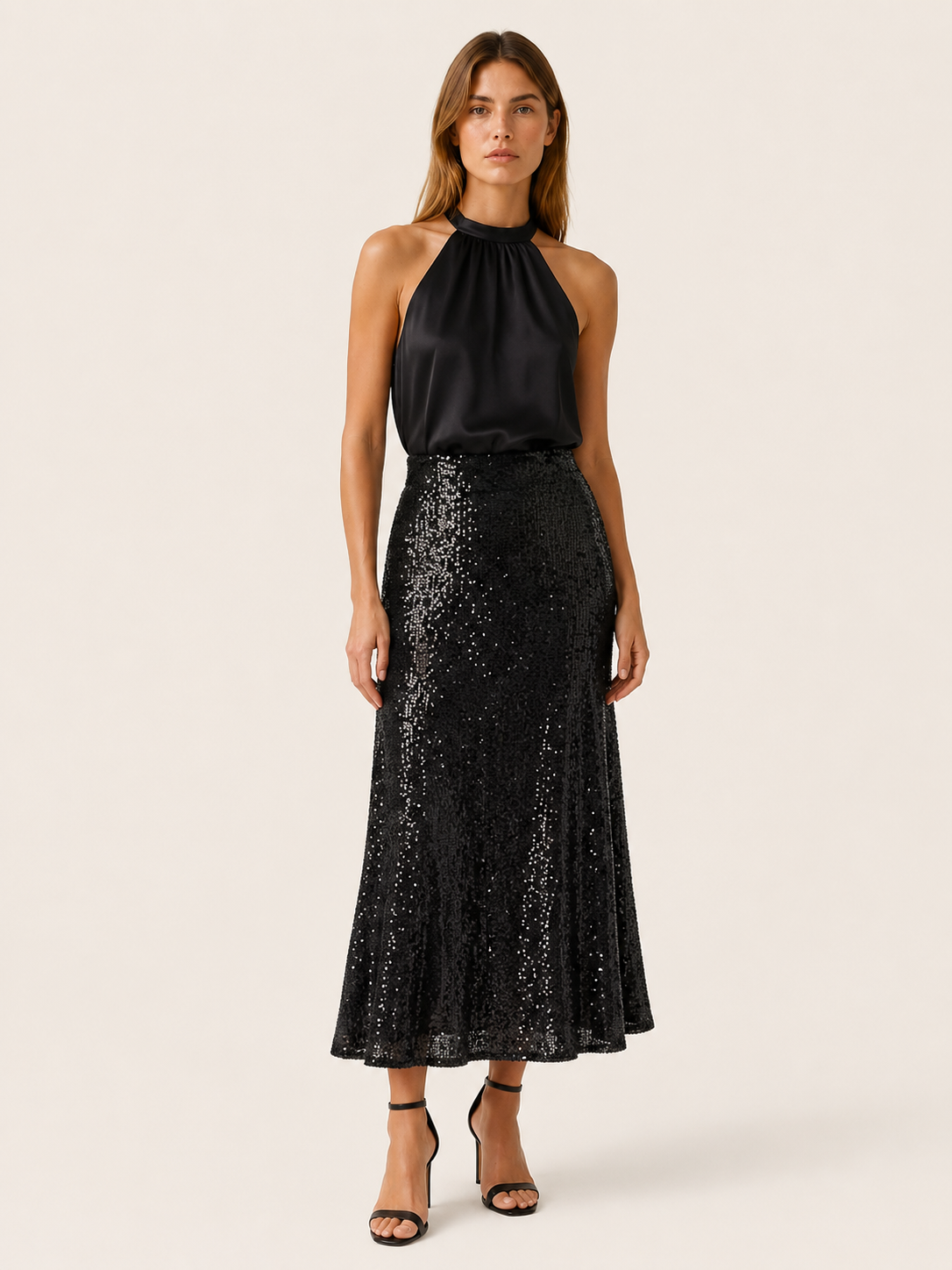 Cora | Sequin Maxi Skirt with Elastic Waist