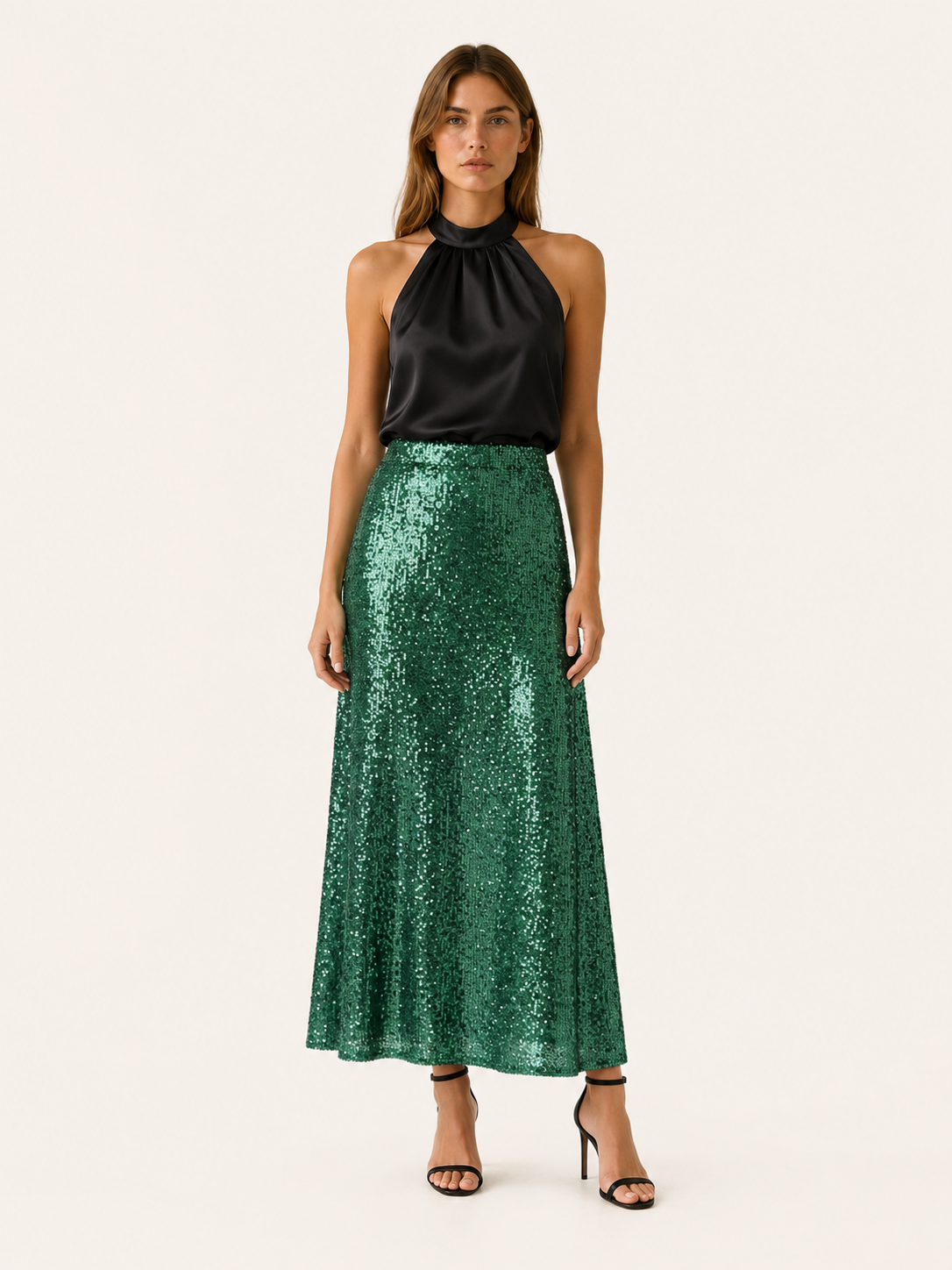 Cora | Sequin Maxi Skirt with Elastic Waist
