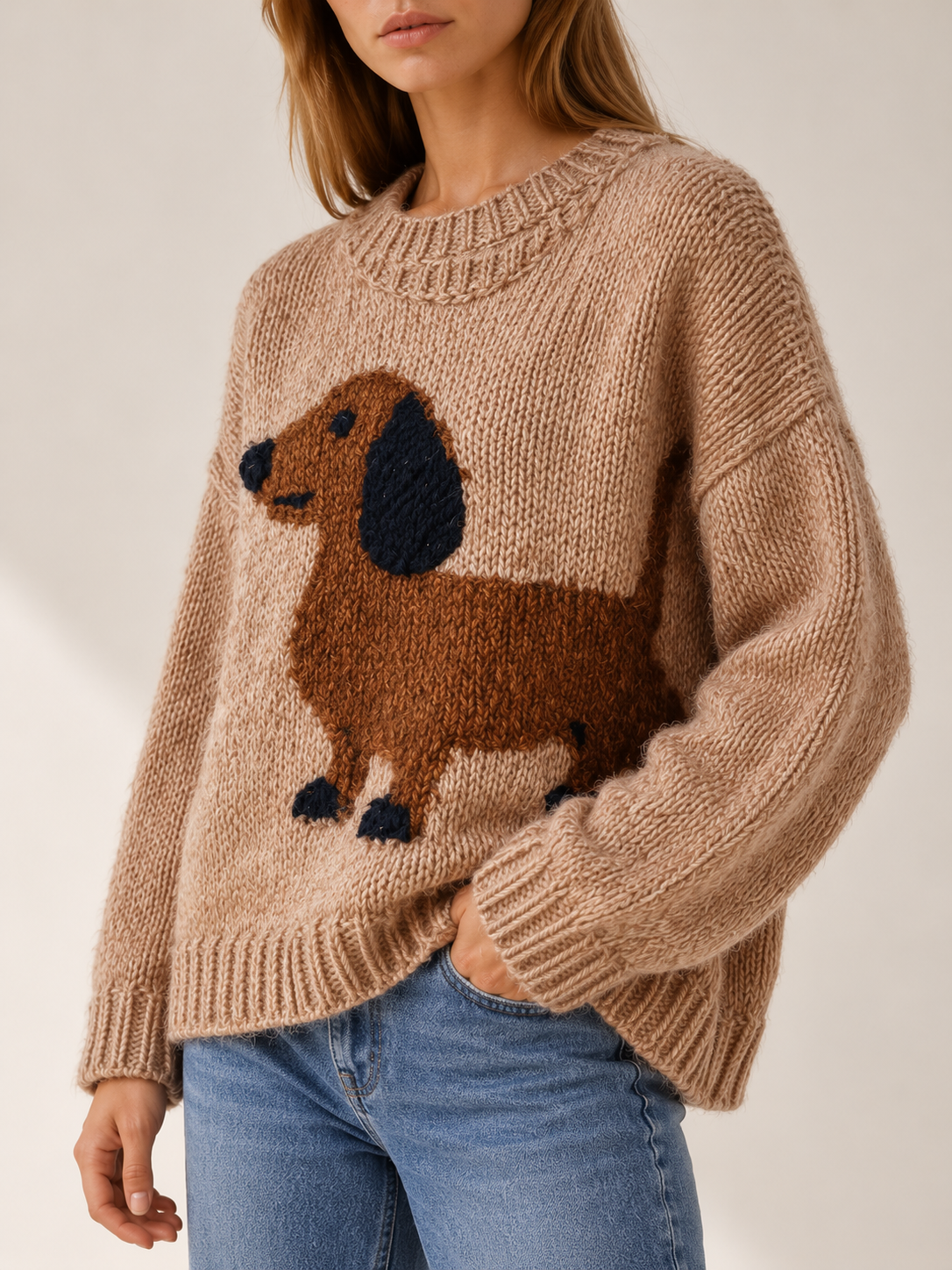 Cordelea | Women's Dachshund Knit Sweater Winter