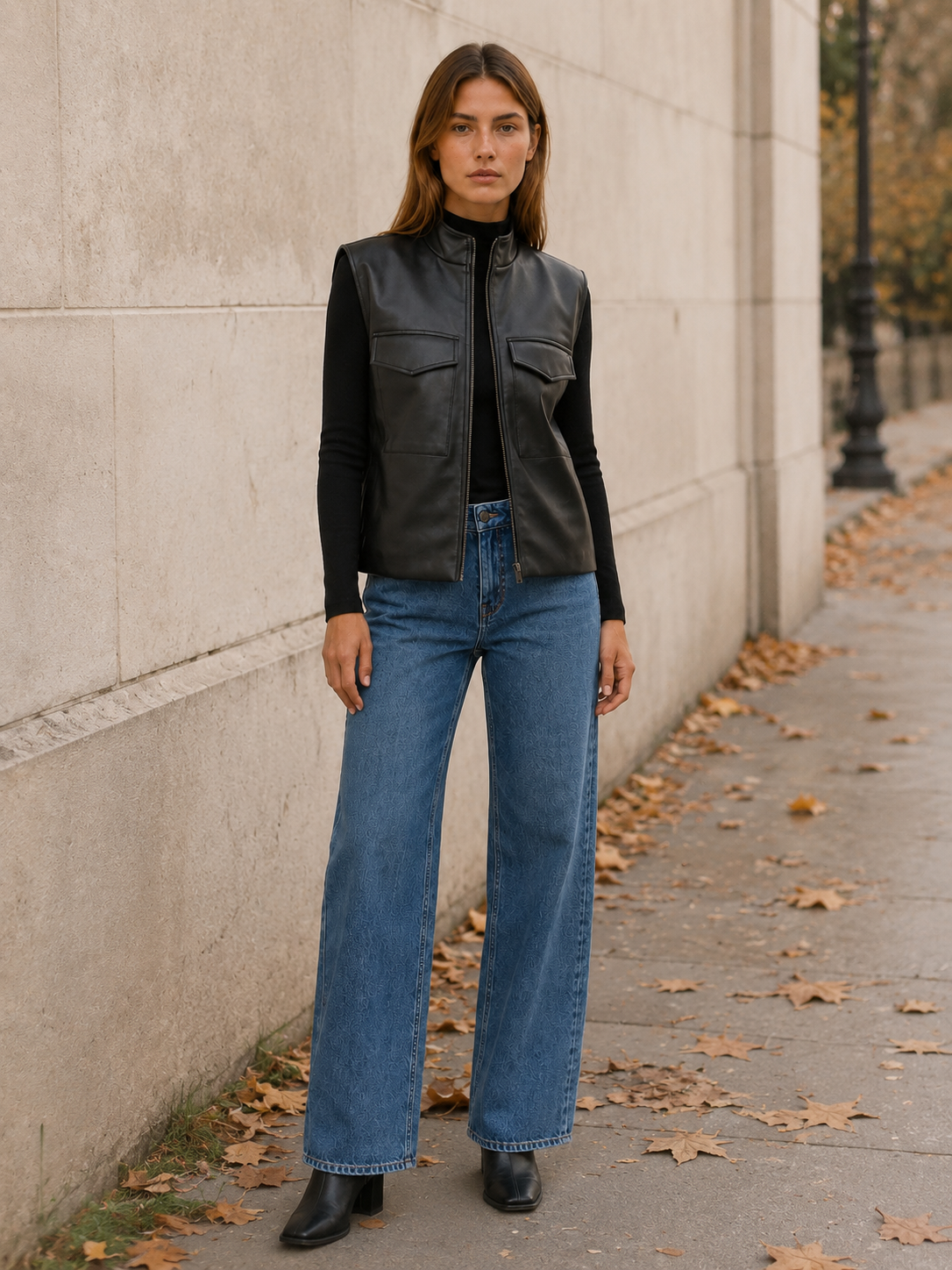Corisande | Sleeveless Jacket with Zip Front and Utility Pocket