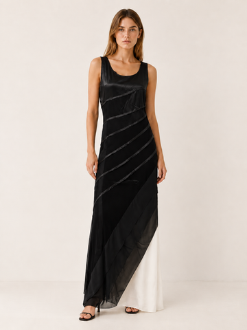 Corvanna | Tulle Maxi Dress with Sleeveless Bodice and Layered Skirt