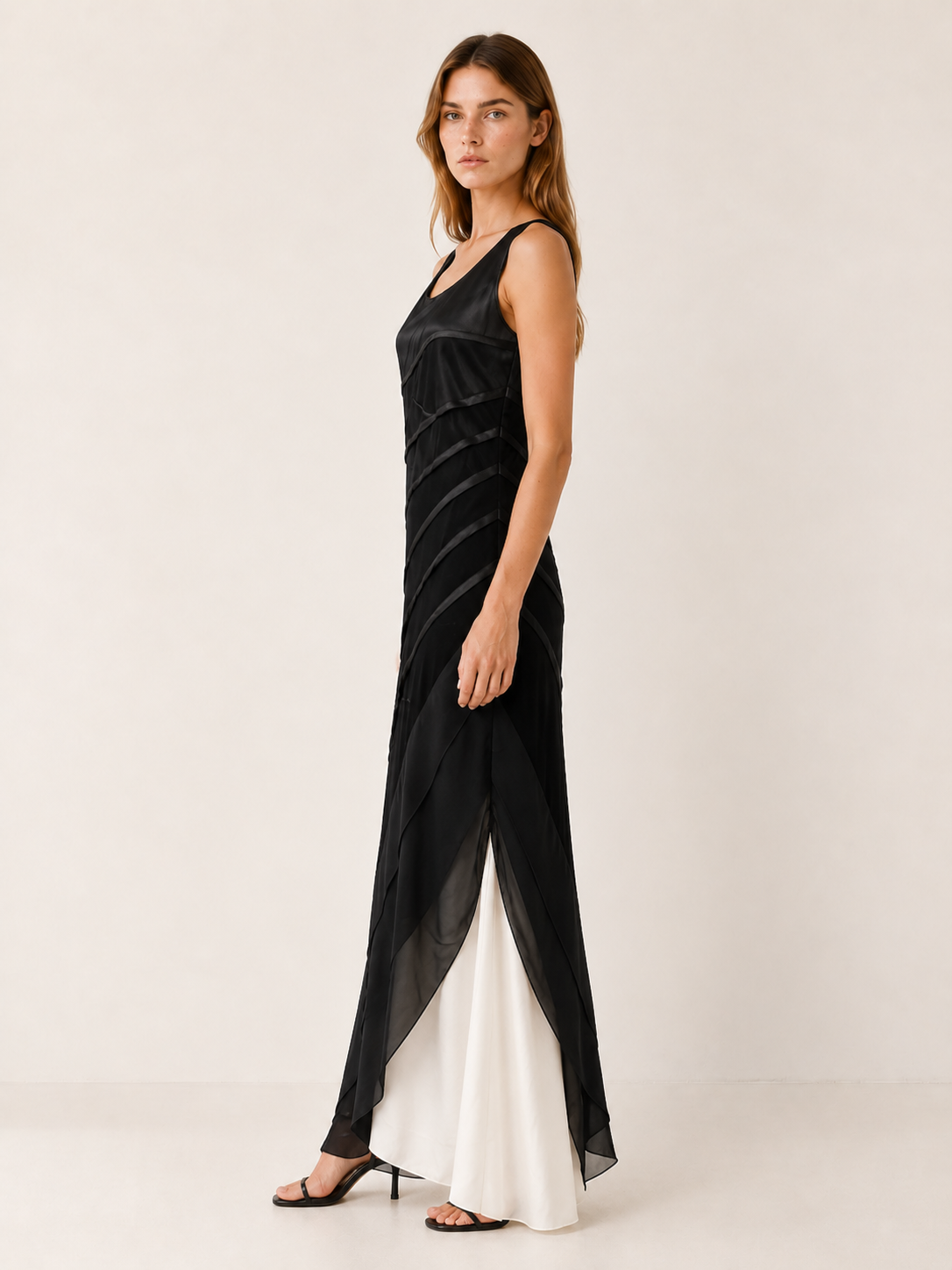 Corvanna | Tulle Maxi Dress with Sleeveless Bodice and Layered Skirt