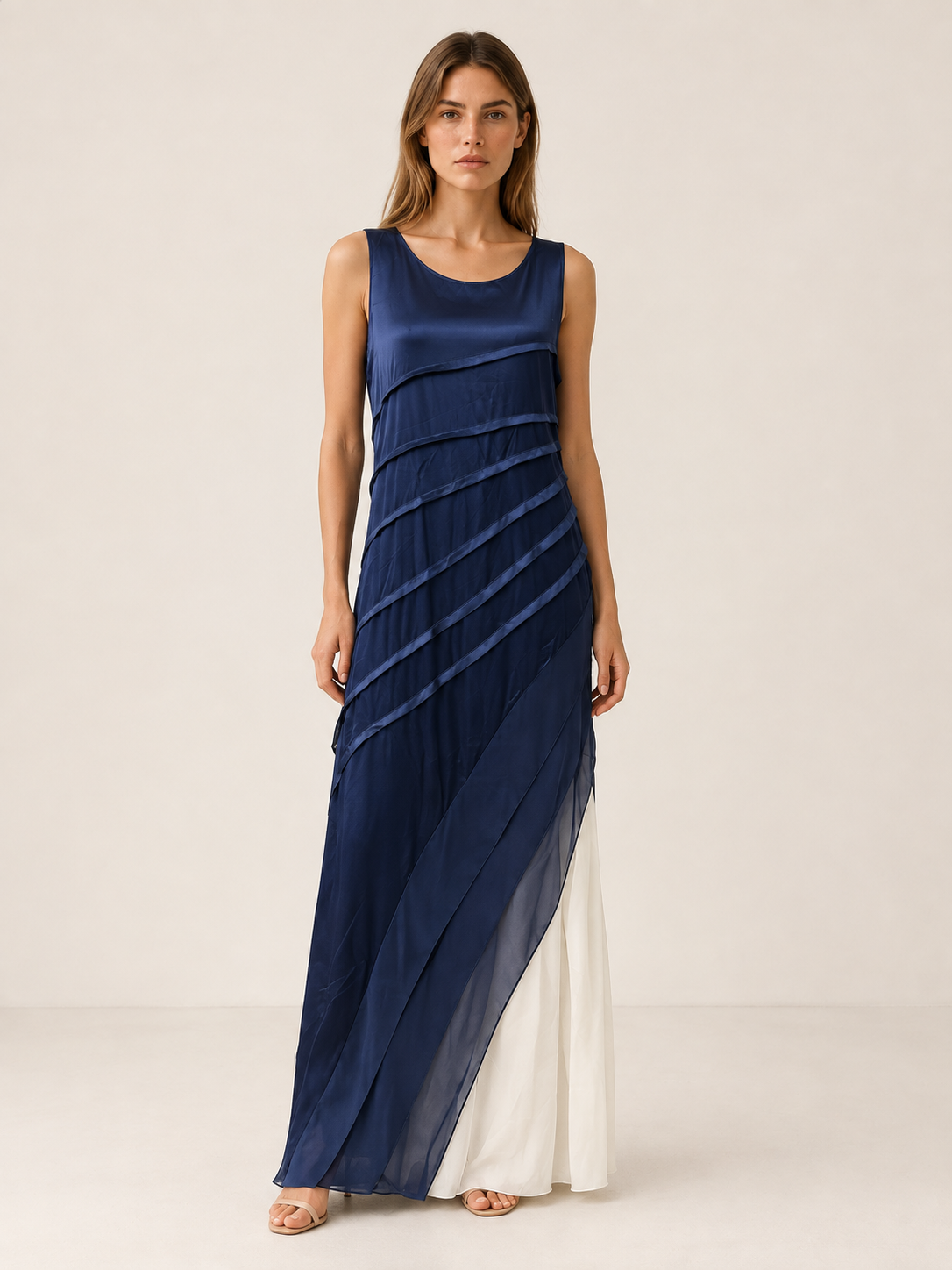 Corvanna | Tulle Maxi Dress with Sleeveless Bodice and Layered Skirt