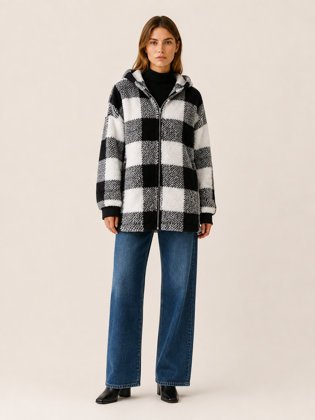 Corvielle | Women's Checked Hooded Winter Coat