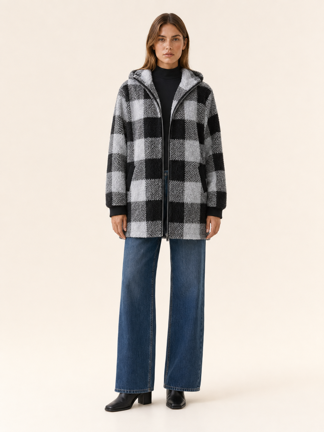 Corvielle | Women's Checked Hooded Winter Coat