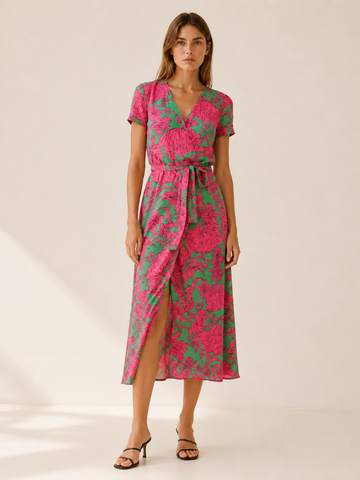 Cressida | Floral Midi Dress with Wrap Front