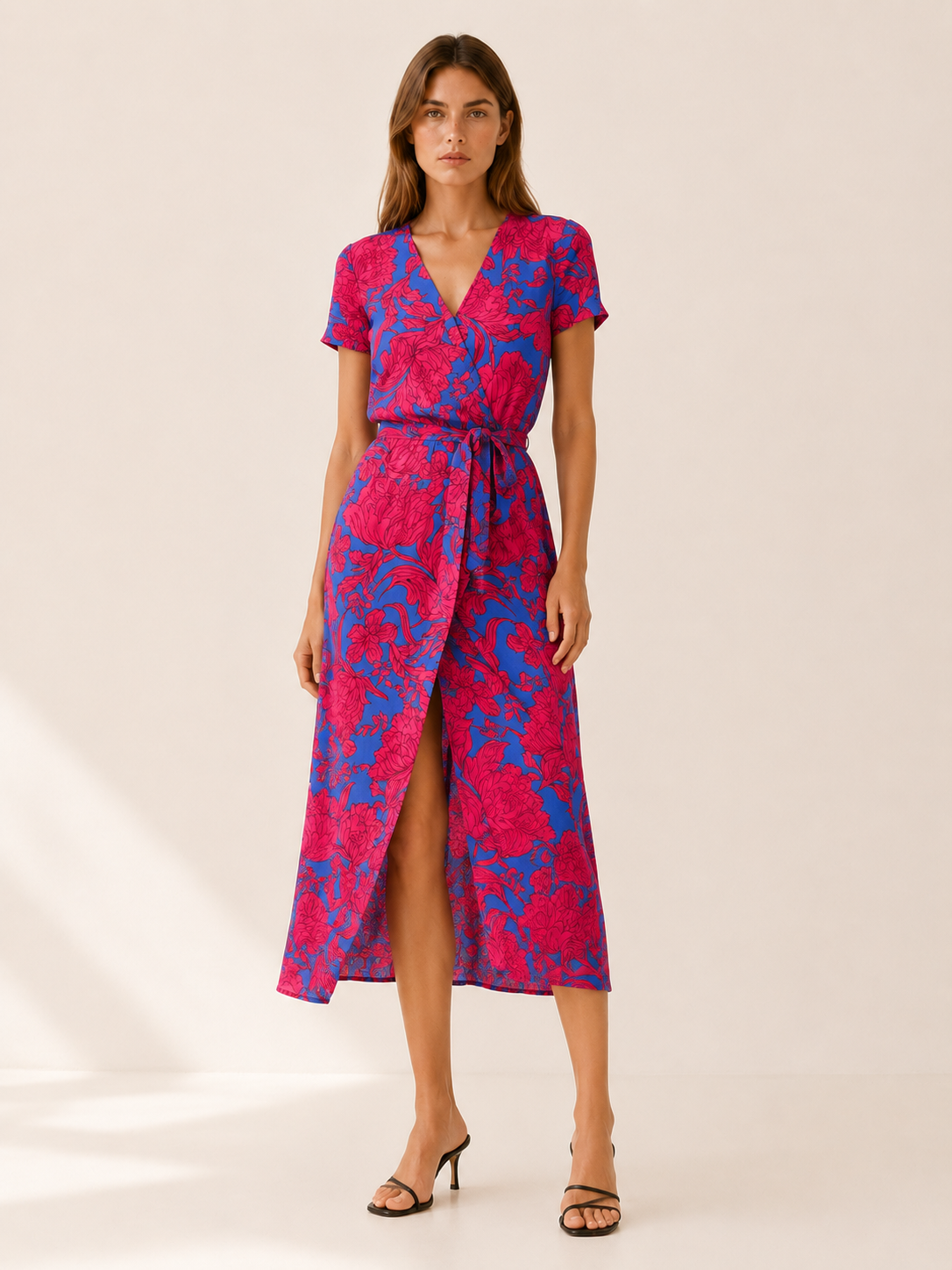 Cressida | Floral Midi Dress with Wrap Front