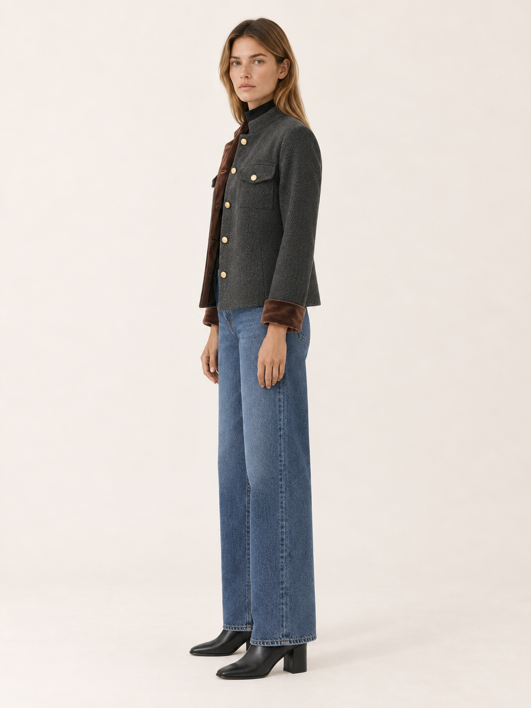 Cressida | Women's Herringbone Cropped Jacket