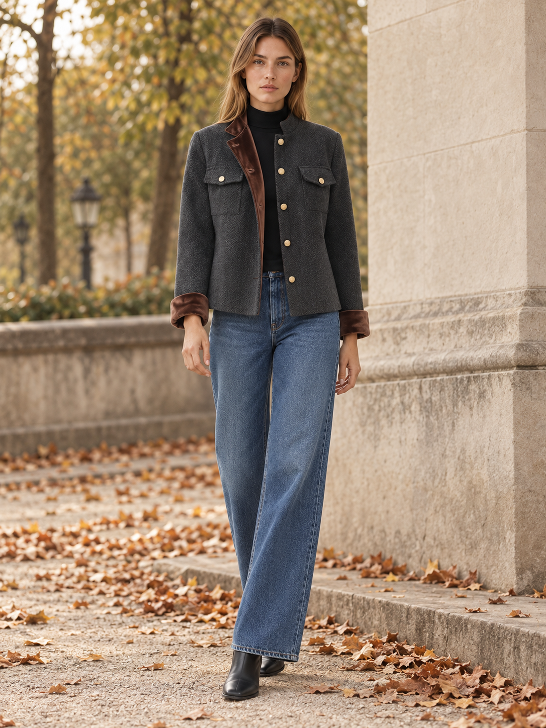 Cressida | Women's Herringbone Cropped Jacket