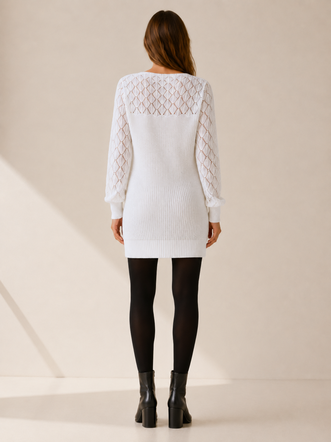 Cressida | Sweater Dress with Boat Neck and Openwork Detail