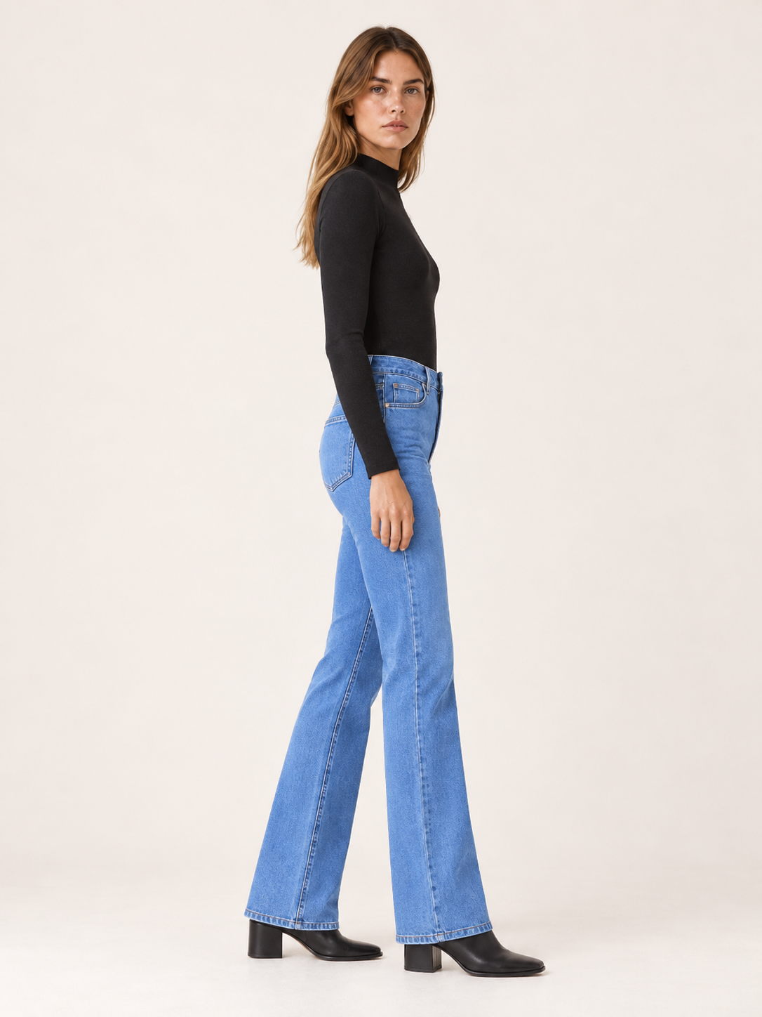 Curvella | Women's High Waisted Flare Jeans