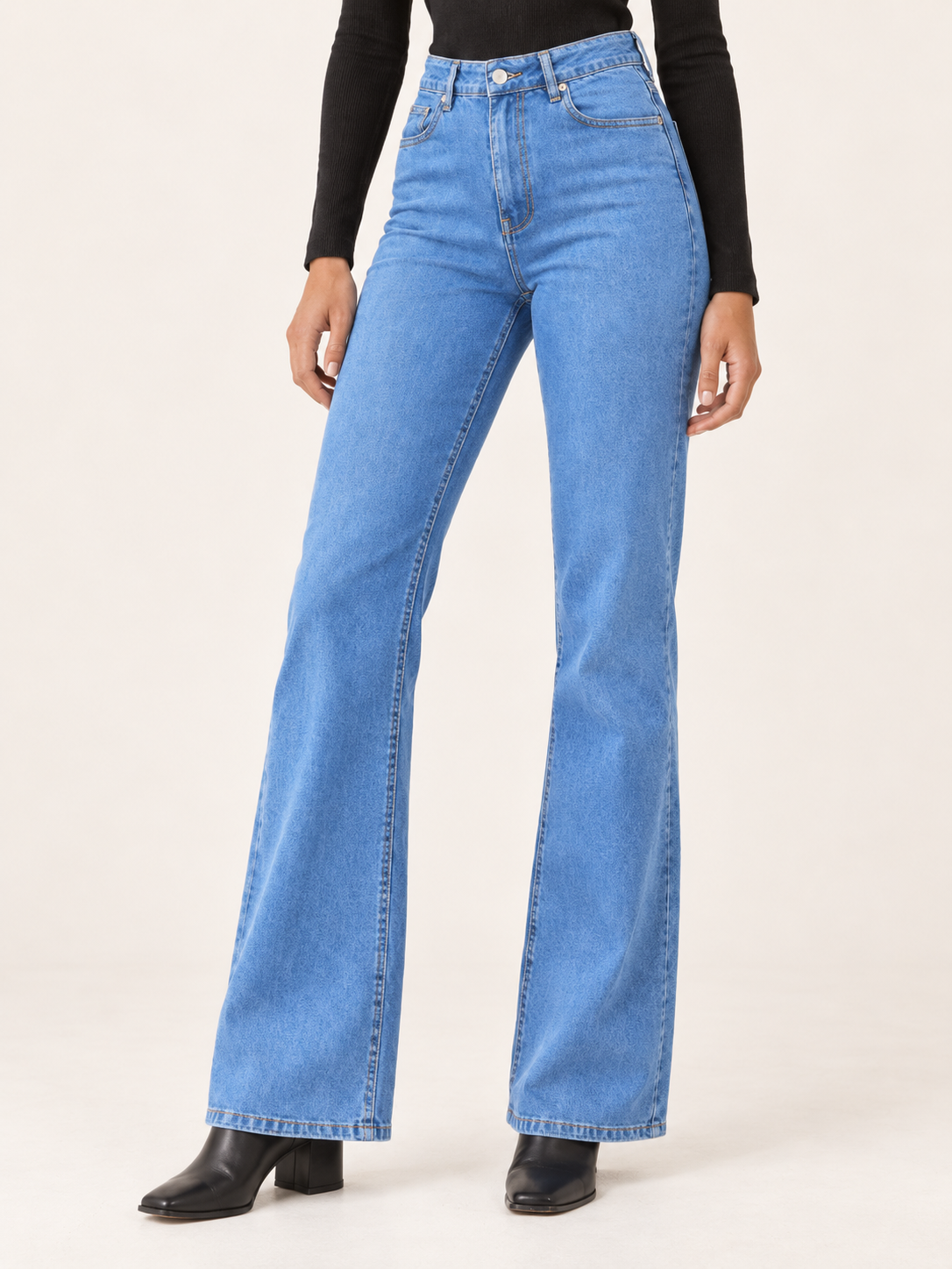 Curvella | Women's High Waisted Flare Jeans