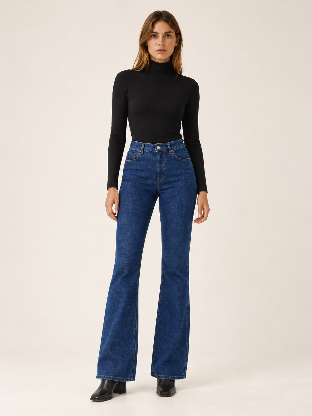 Curvella | Women's High Waisted Flare Jeans