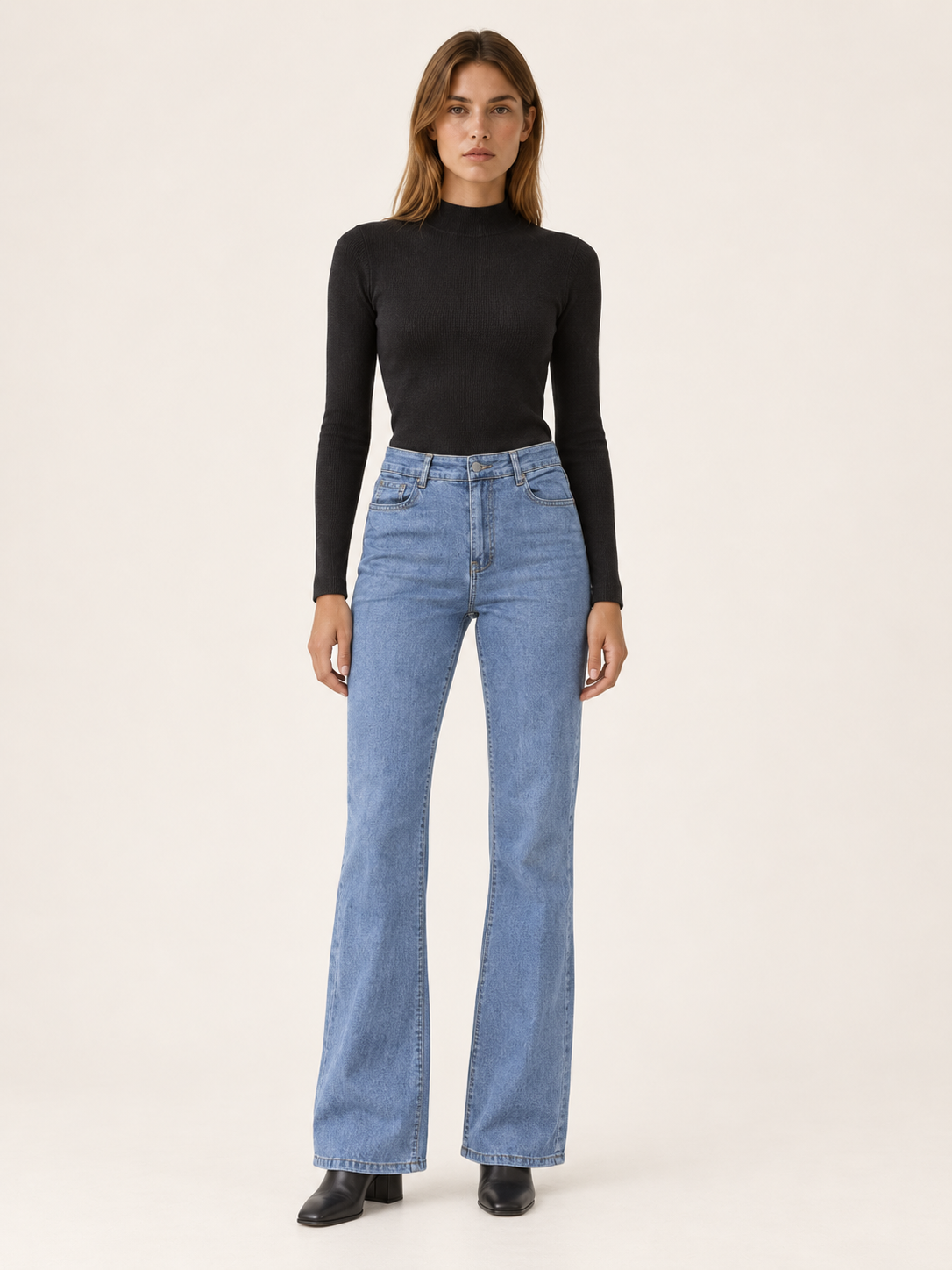 Curvella | Women's High Waisted Flare Jeans