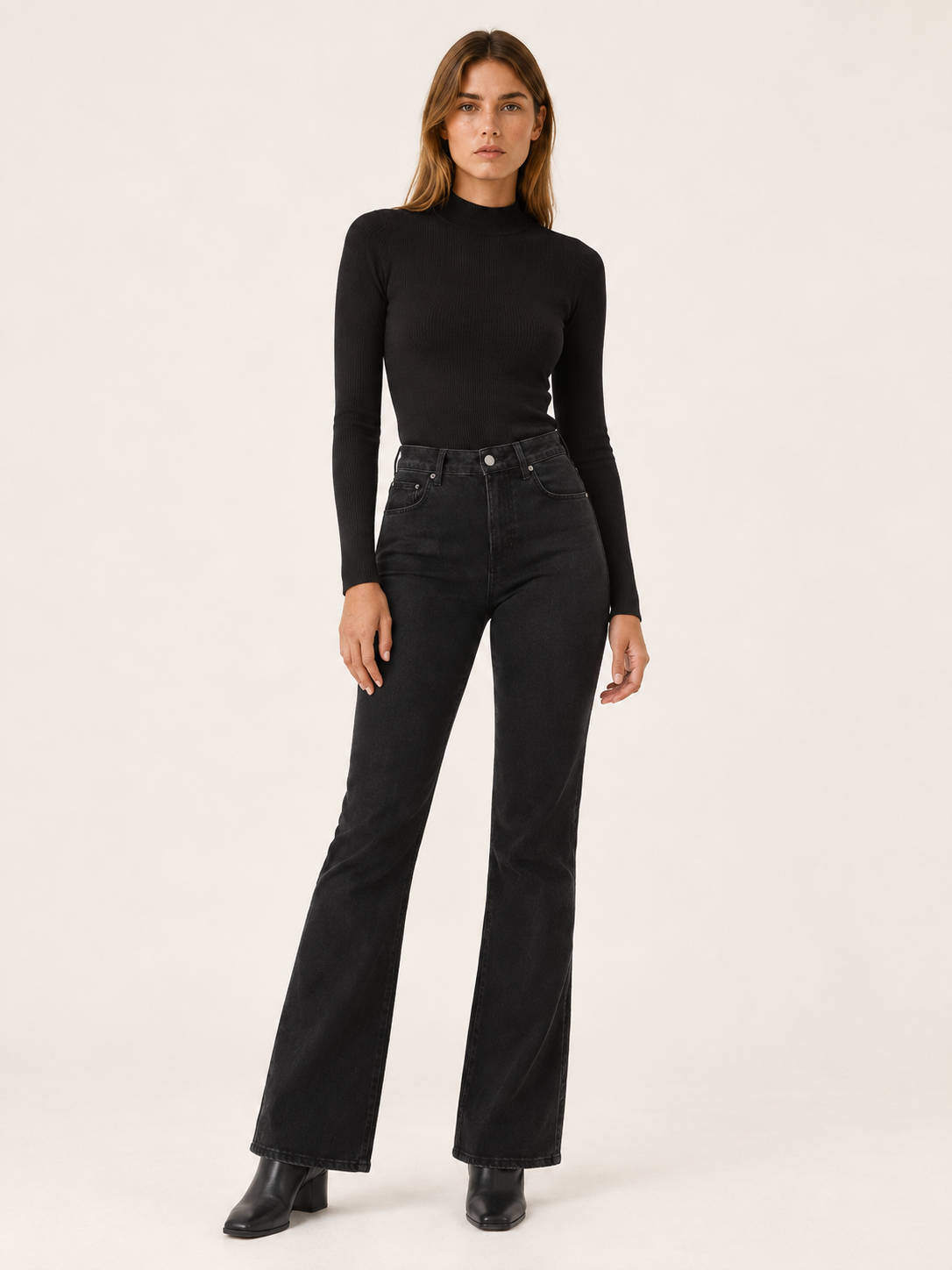 Curvella | Women's High Waisted Flare Jeans
