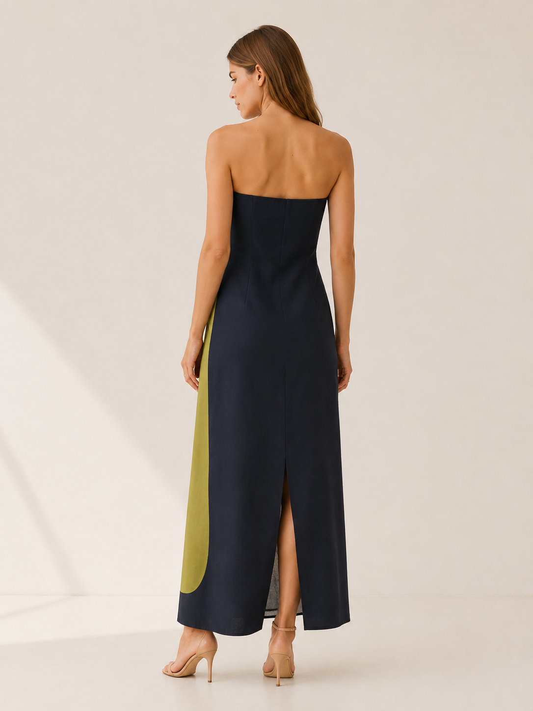 Cyrene | Strapless Maxi Dress with Abstract Floral Print