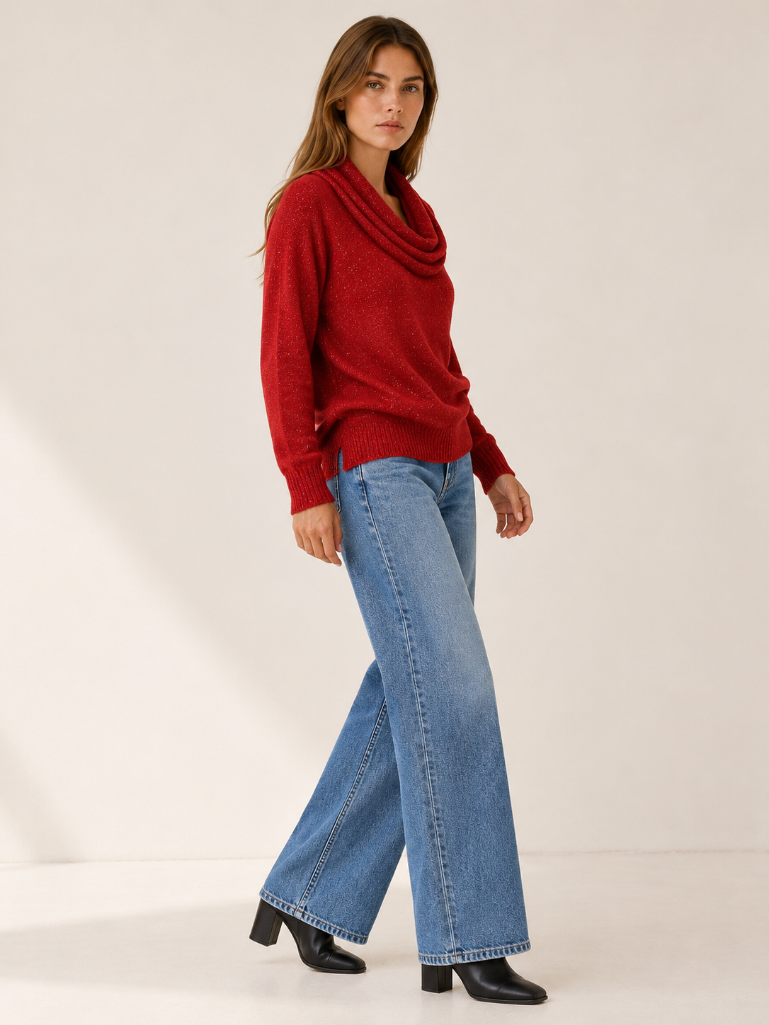 Danna | Women's Cowl Neck Knit Sweater Fall Holiday Party