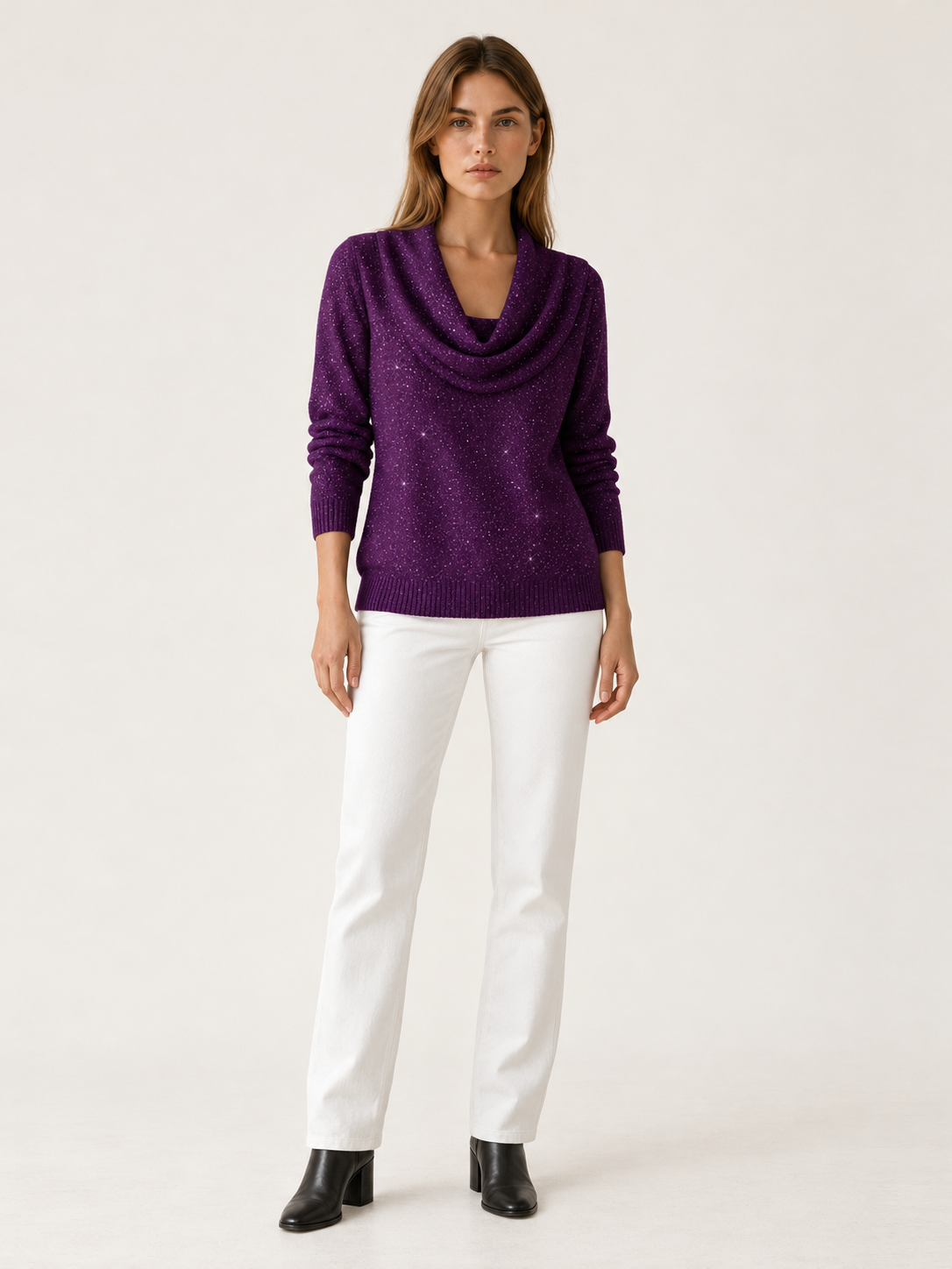 Danna | Women's Cowl Neck Knit Sweater Fall Holiday Party