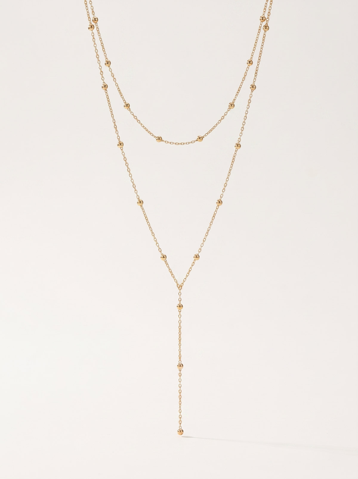Della | Button Pendant Necklace with Layered Chain