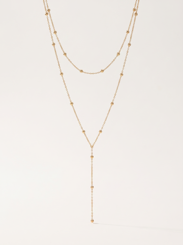 Della | Button Pendant Necklace with Layered Chain