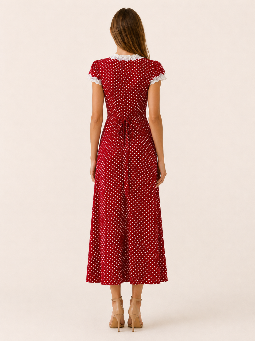 Demi | Polka Dot Maxi Dress with Lace Trim