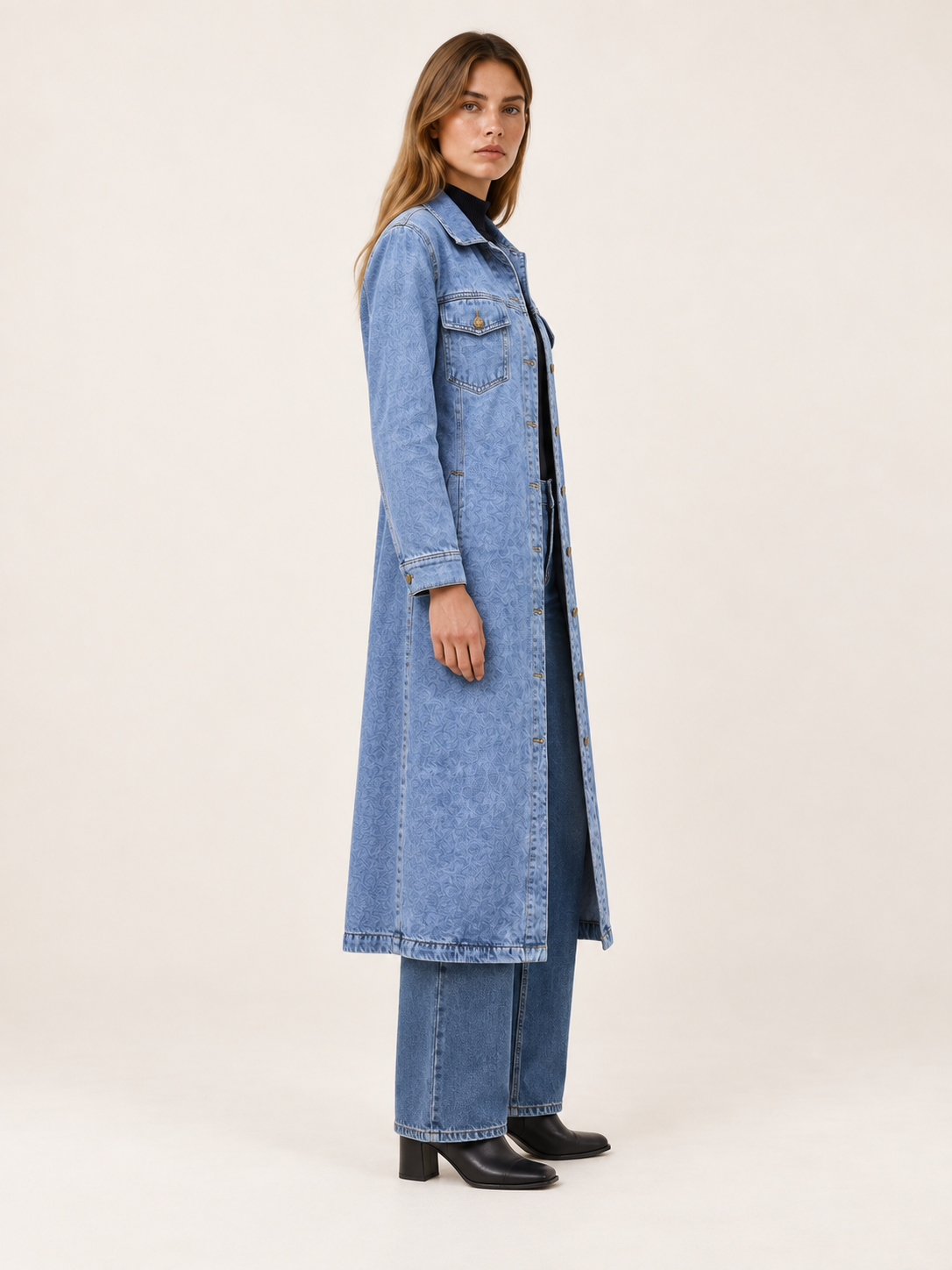 Denara | Women's Longline Coat with Button Front and Pockets