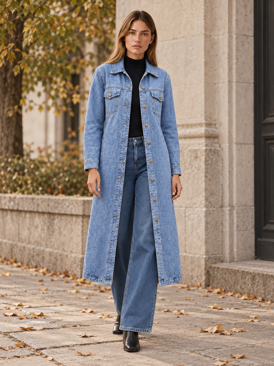 Denara | Women's Longline Coat with Button Front and Pockets