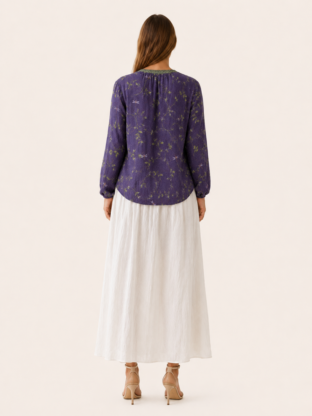 Devon | Leaf Print Blouse with Relaxed Fit Button Front