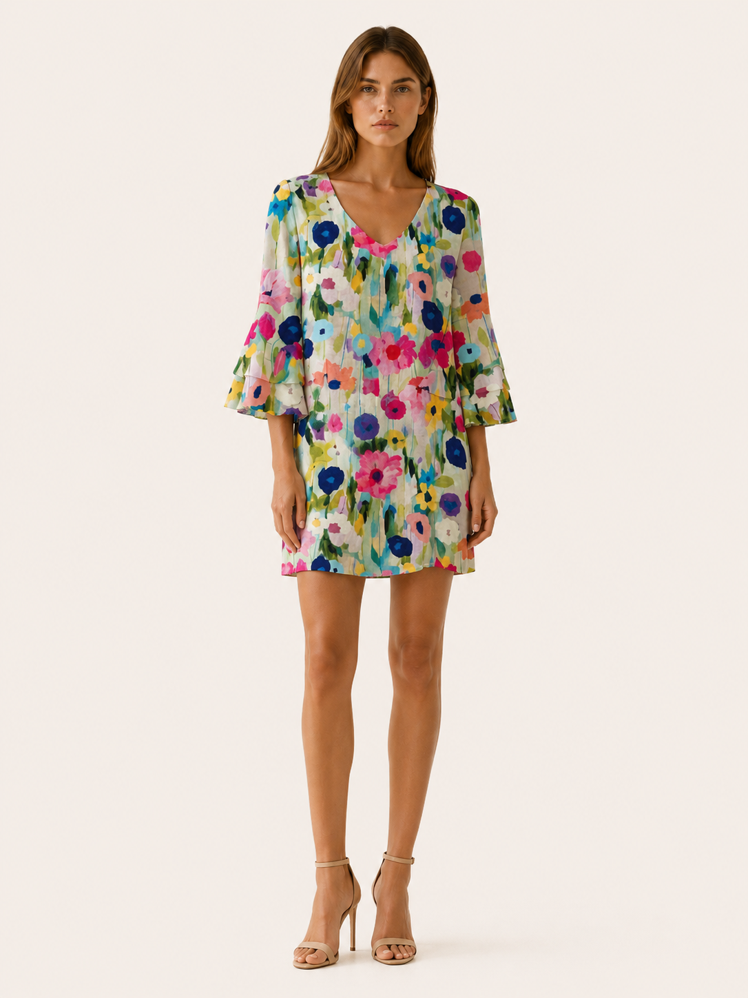 Diana | Floral Mini Dress with V Neck
