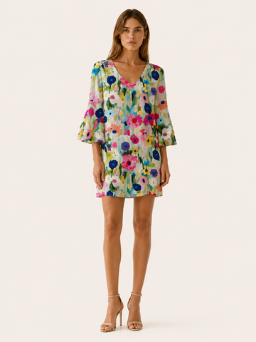 Diana | Floral Mini Dress with V Neck